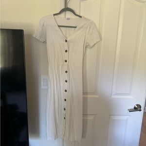 Old Navy Button Front Cream Linen Dress